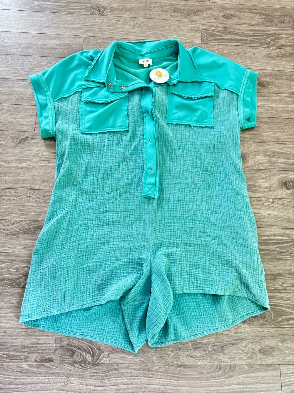 BiBi Teal Short-Sleeve Romper